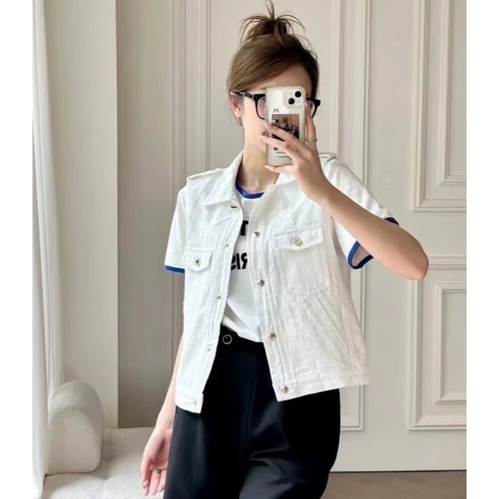 Louis Vuitton Nautical Collection 2023 White logo-embossed sleeveless denim vest - Picture 8 of 8